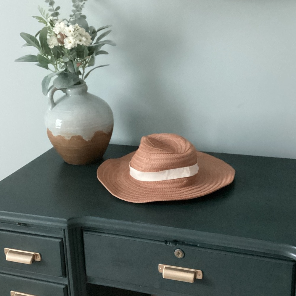 Madewell Tan Straw Hat with Cream Band